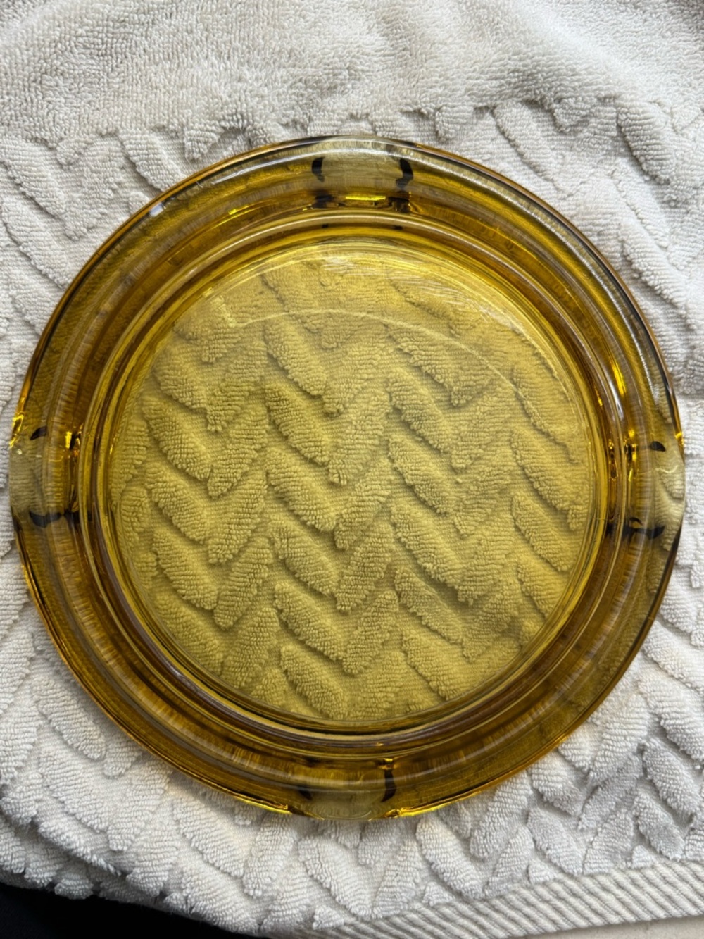 VINTAGE MCM Amber Glass Round Ashtray